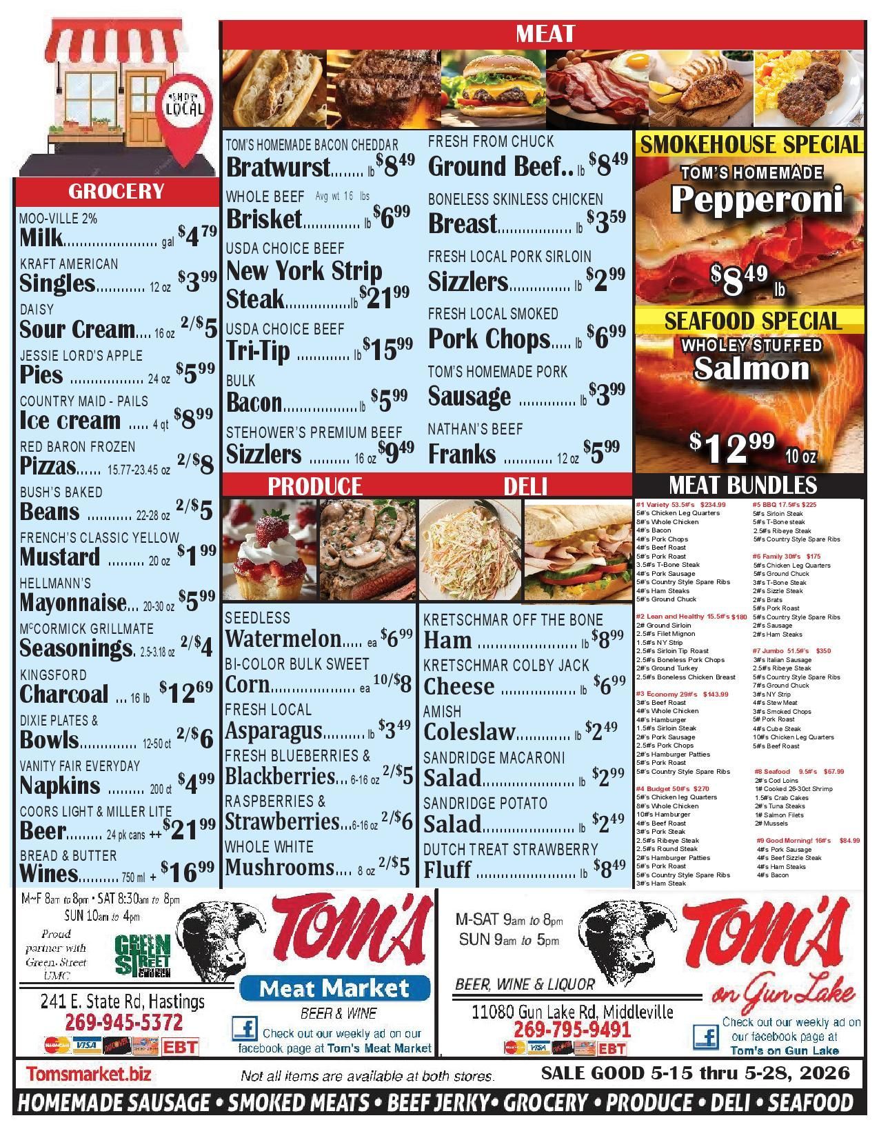 A menu for tom 's meat market for july 4th