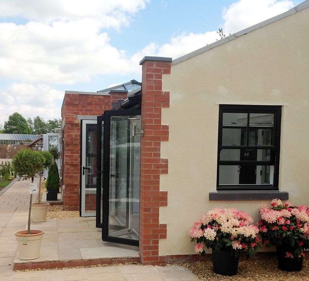 Side view of bifold doors