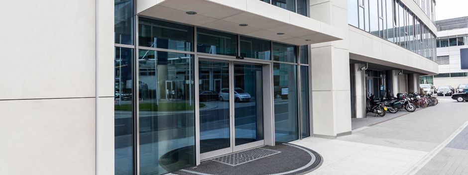 Automatic doors for offices and other commercial buildings