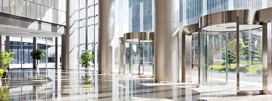 automatic door system installed in commercial building