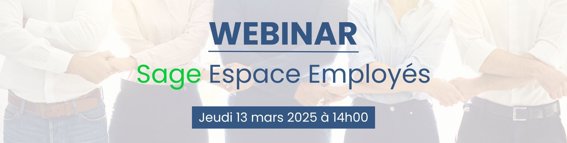 Une bannière pour un webinaire intitulé Sage Espace Employees