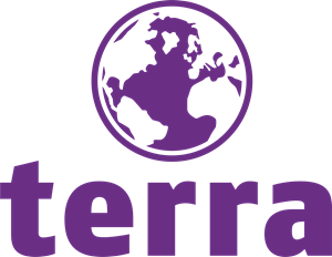 Un logo en terre violette avec un globe au centre