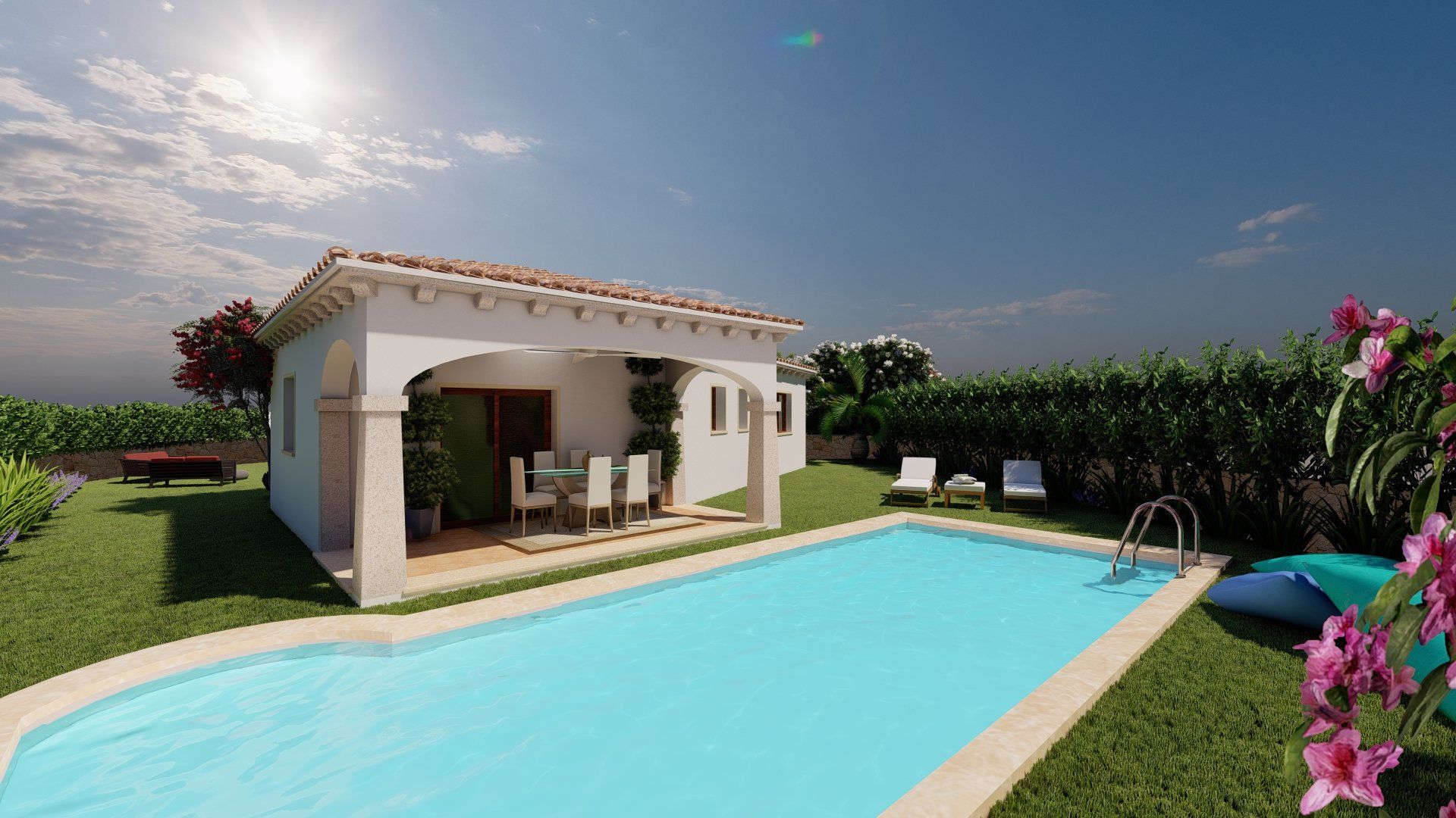 operaio durante la costruzione di una piscina