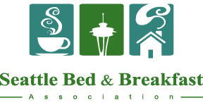 A logo for the seattle bed and breakfast association
