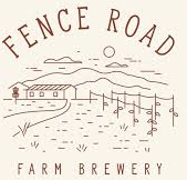 Fence Road Farm Brewery logo with barn, fence, hills, and curved text on white background