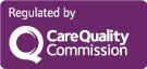 the logo for the care quality commission is purple and white .