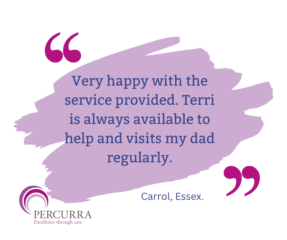 very happy with the service provided terri is always available to help and visits my dad regularly carrol essex