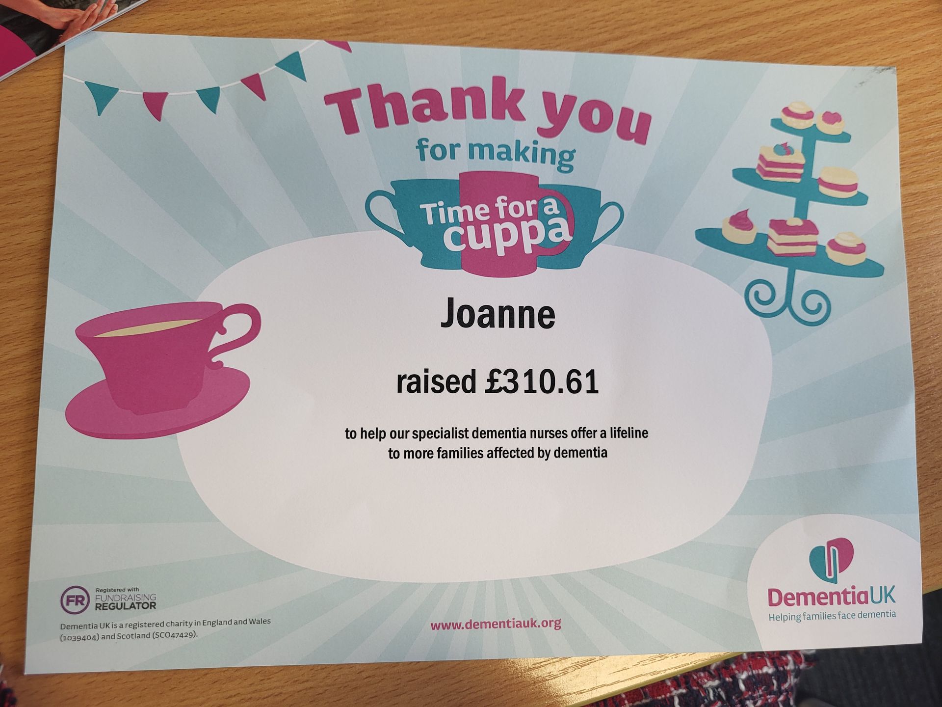 a thank you card for making time for a cuppa