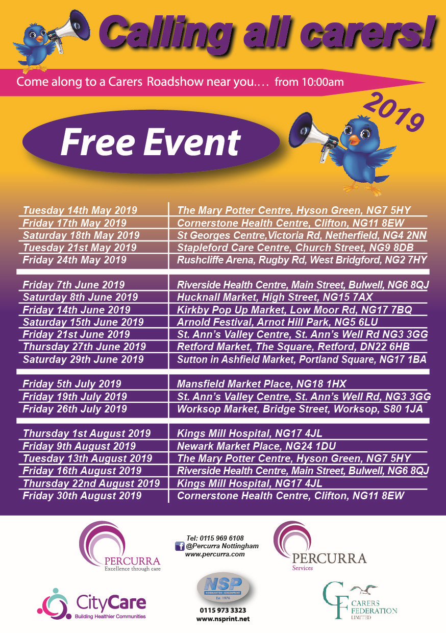 a poster for a free event in 2019 with a blue bird holding a megaphone .