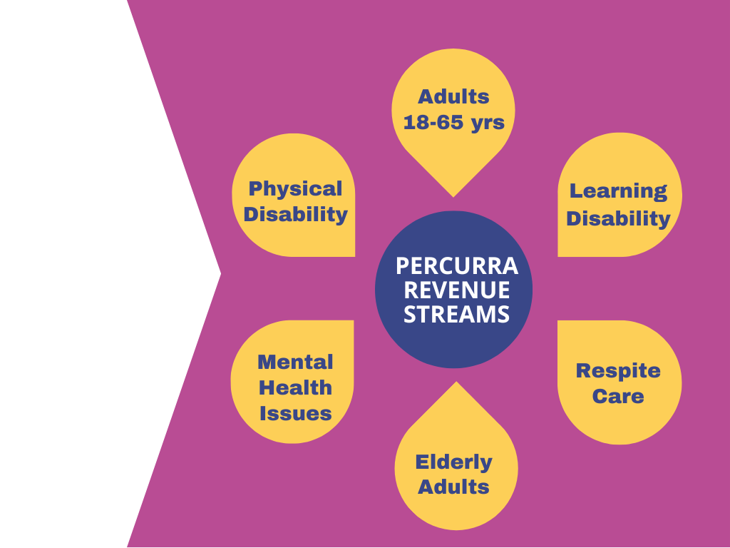 A diagram of percurra revenue streams for adults and elderly adults