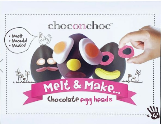 a box of choconchoc melt and make chocolate egg heads