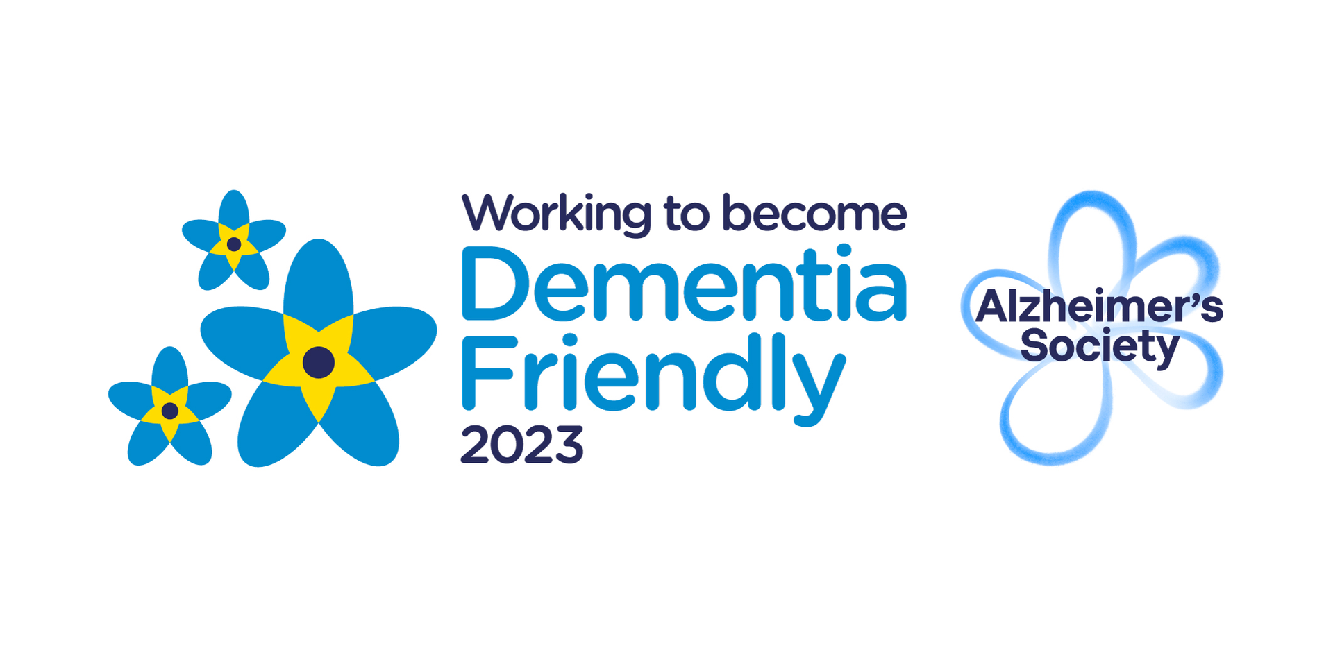a logo for the dementia friendly alzheimer 's society .