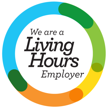 a logo that says we are a living hours employer