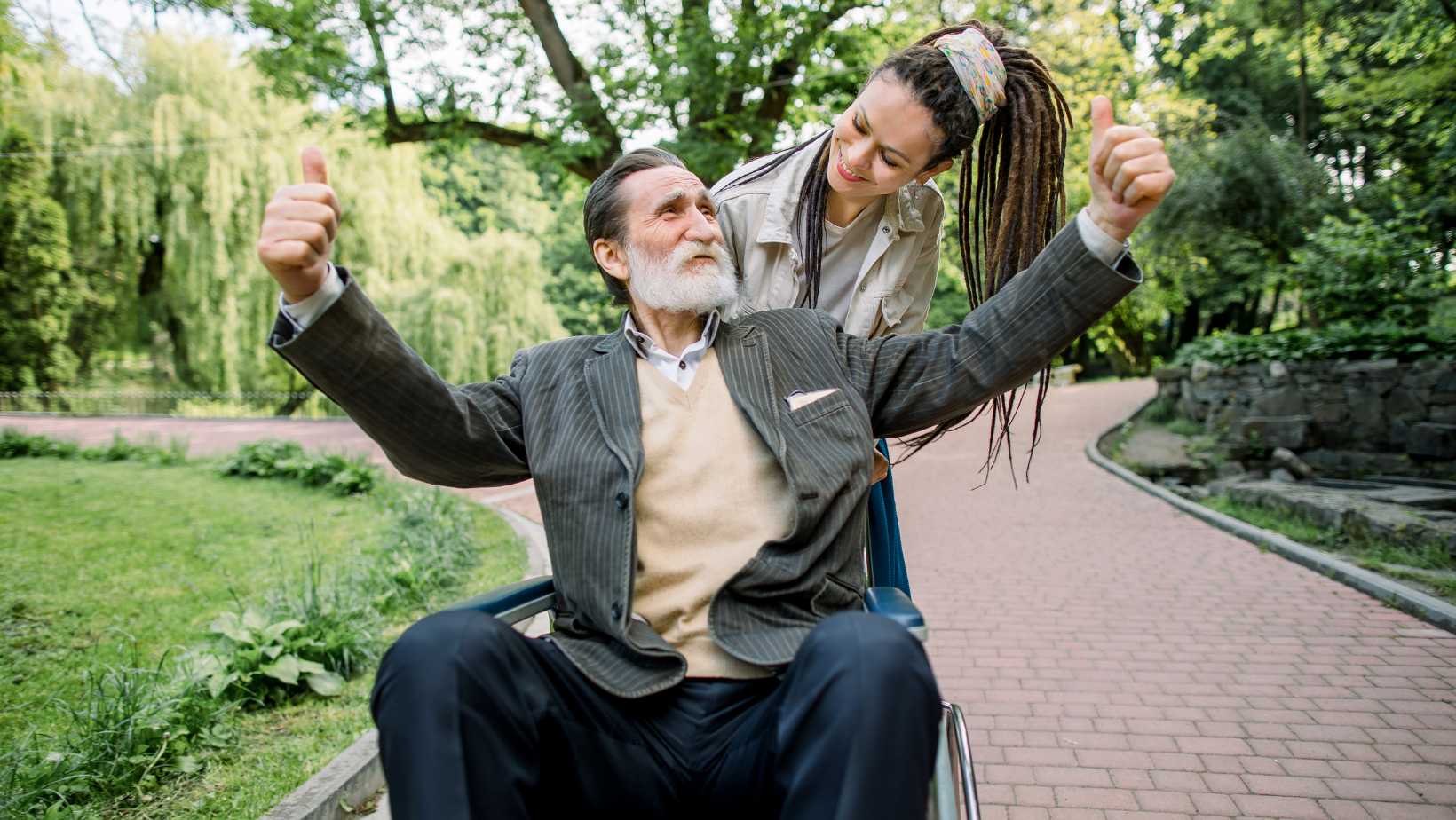 man in wheelchair with women