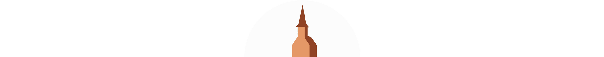 Een gestileerde, oranje getinte illustratie van het Empire State Building tegen een wazige, lichtgekleurde cirkelvormige achtergrond.
