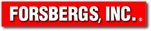 A red sign that says forsbergs inc. on it