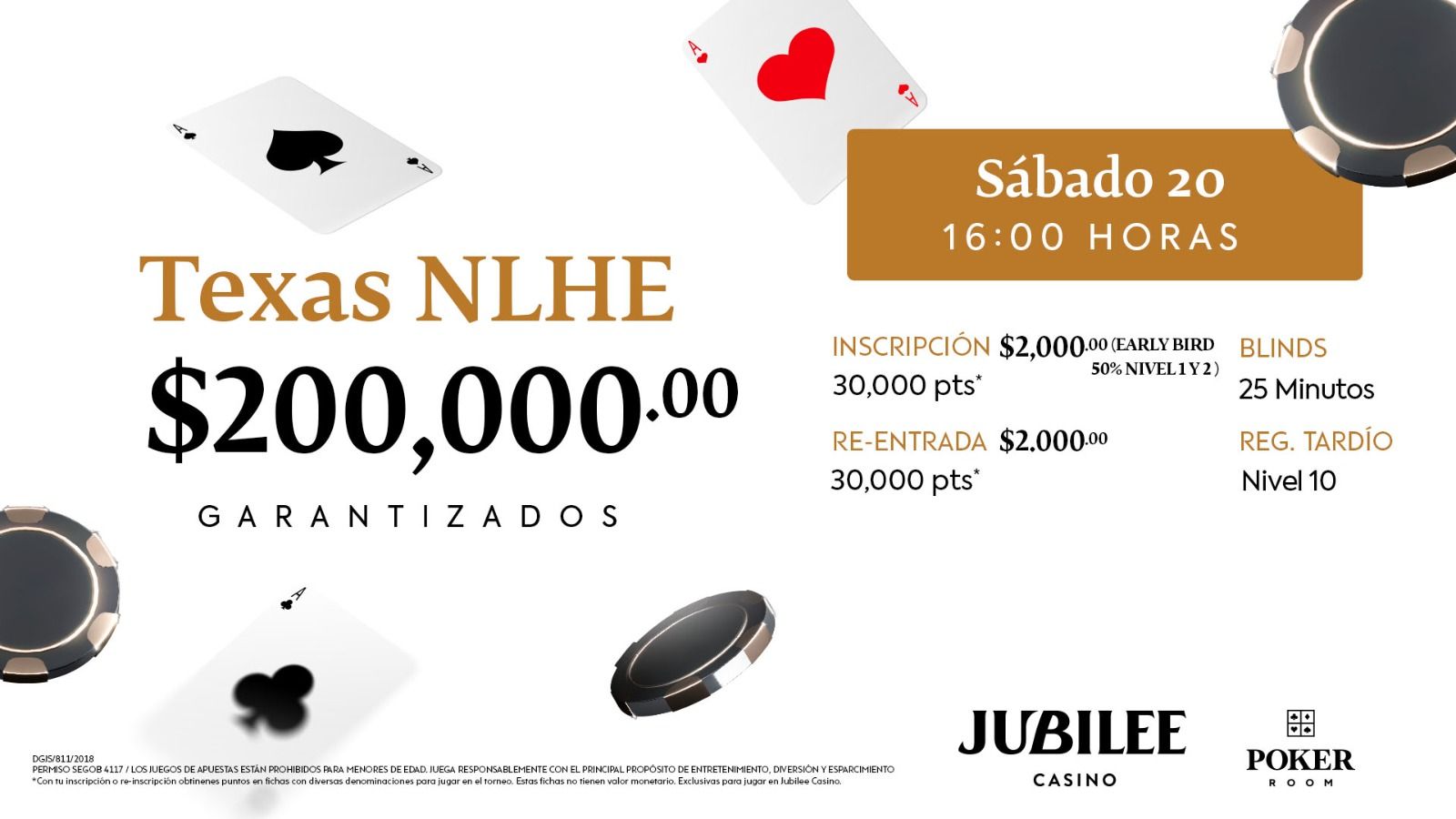 Torneo Texas NLHE $200,000 pesos garantizados, a repartir el 05 y 20 de septimebre