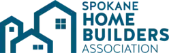 The spokane home builders association logo is blue and white.