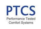 Ptcs performance tested comfort systems logo on a white background.