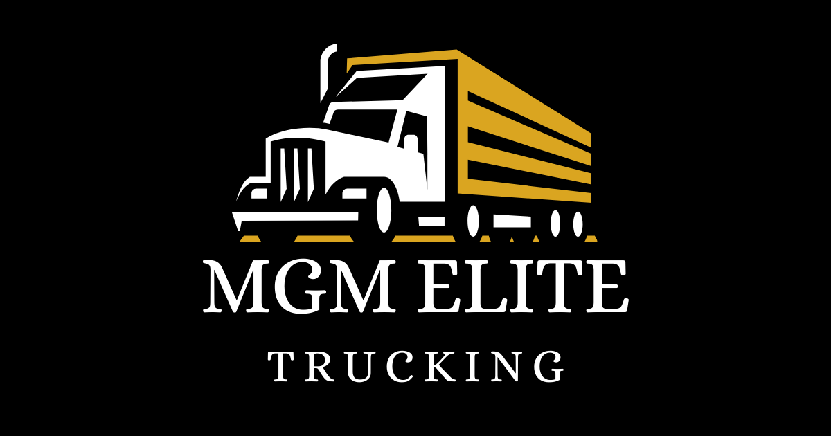 Three women are standing in front of a row of semi trucks.