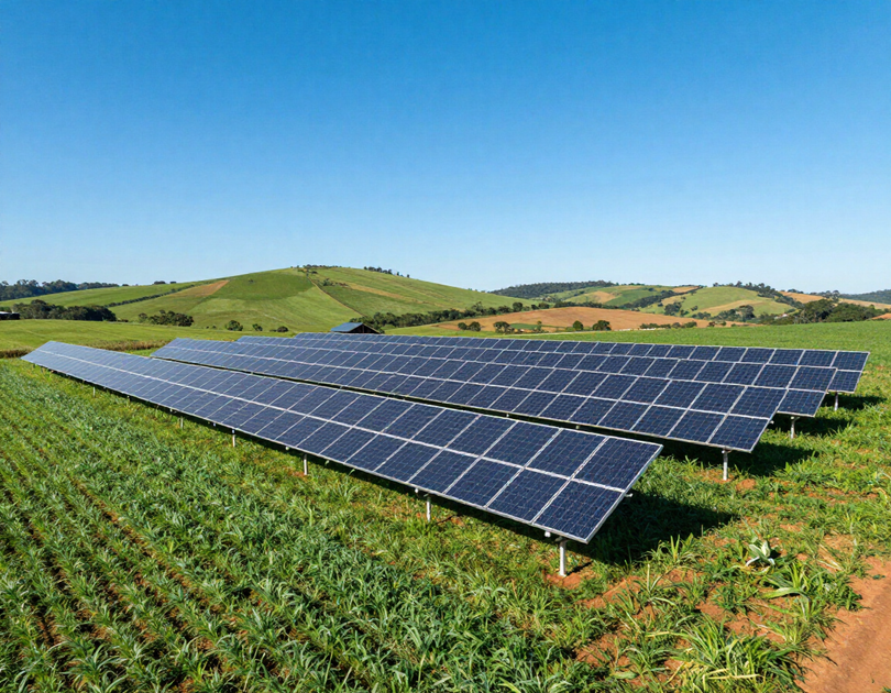 Usina solar rural em propriedade agrícola