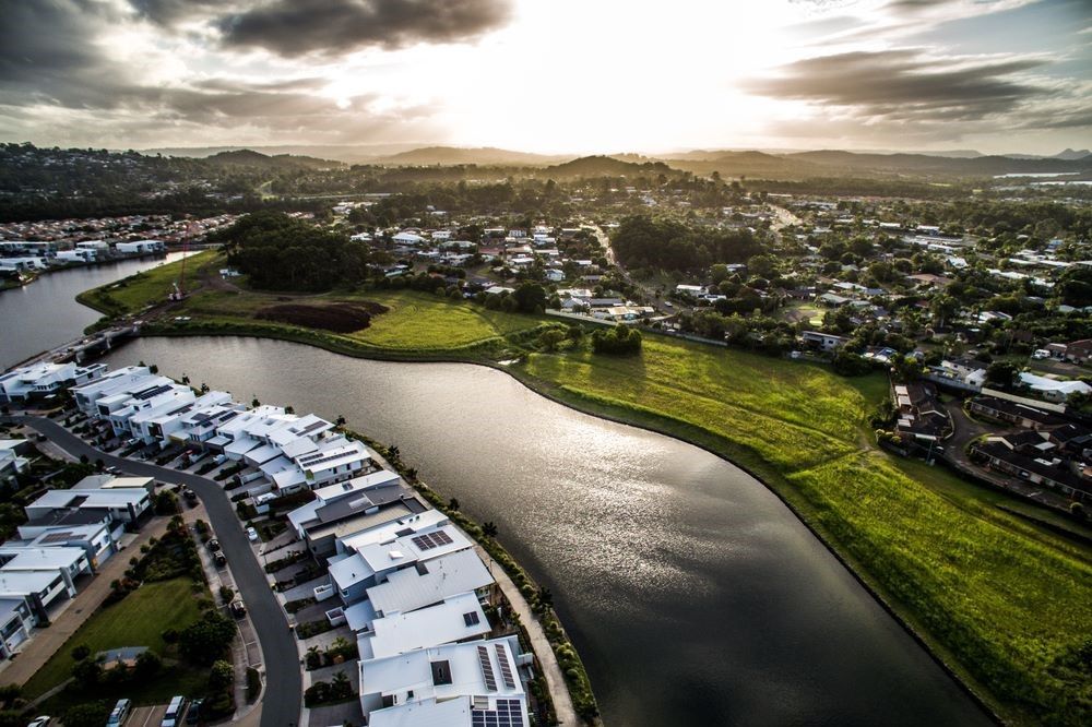 An Aerial View of a City With a Lake in the Middle — Core Pest Management in Buderim, QLD