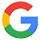 A close up of a google logo on a white background.