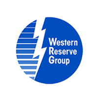 The western reserve group logo is a blue circle with a lightning bolt in the middle.