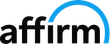 A logo for affirm with a blue rainbow in the middle