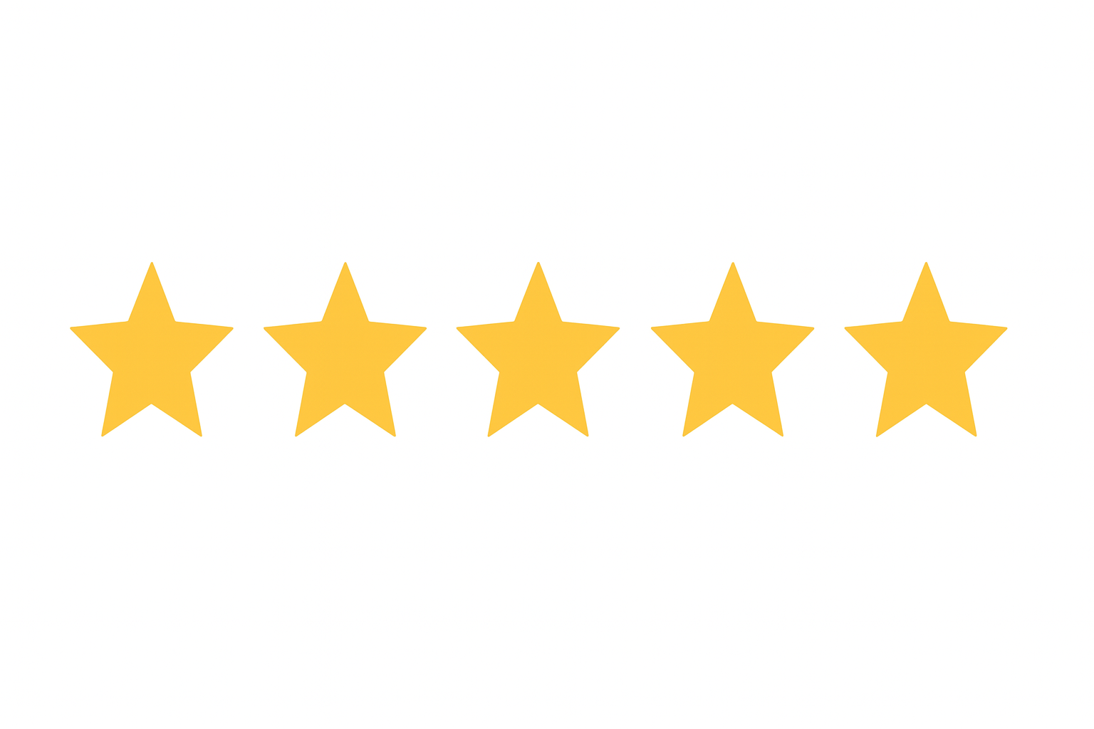 Five gold stars in a row, representing a perfect 5-star rating.