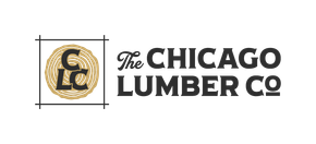The Chicago Lumber Co logo in black with a gold monogram in a square frame