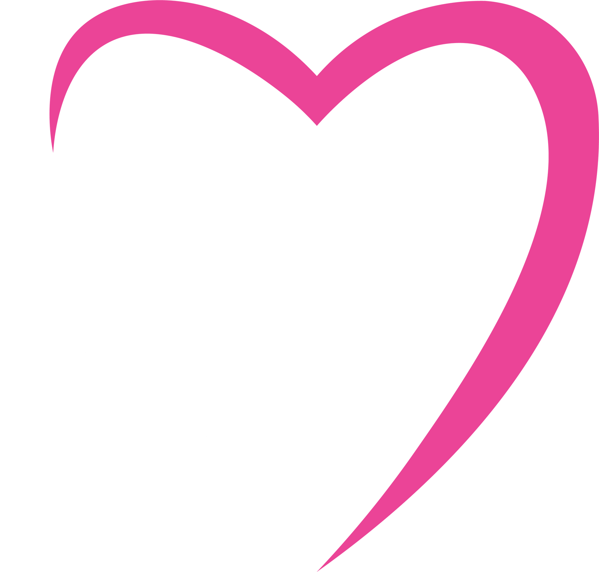 A minimalist pink heart outline set against a white background.