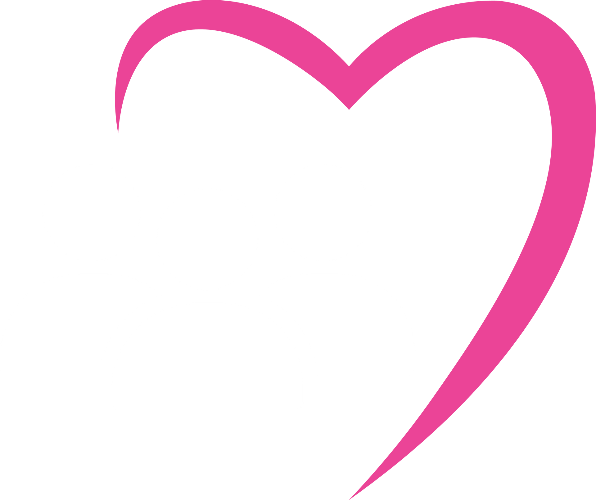 A pink, minimalist outline of a heart shape on a white background.