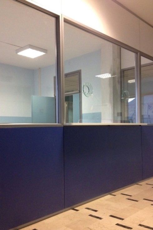 divisorio in alluminio e vetro