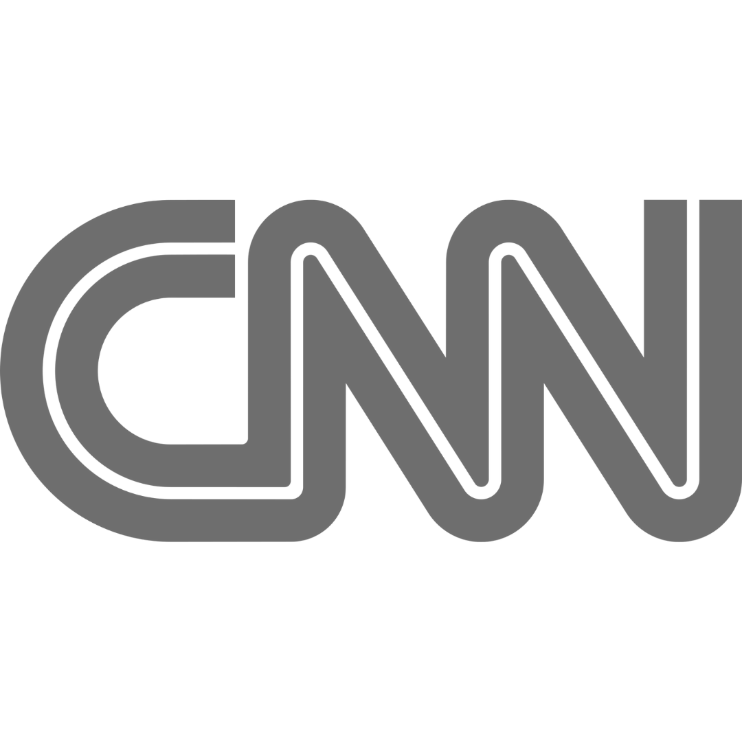 The cnn logo is gray and has a white outline.