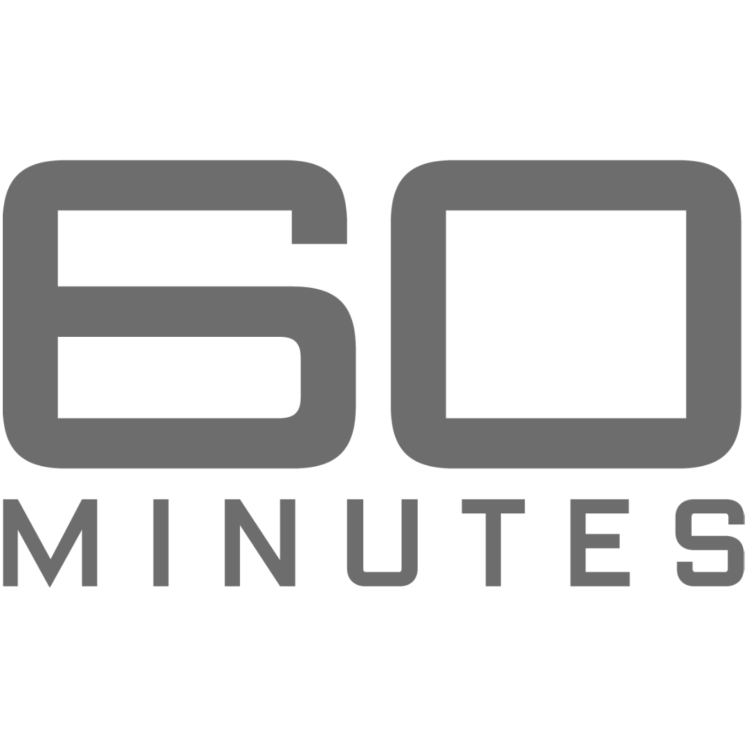 A logo for 60 minutes is shown on a white background.