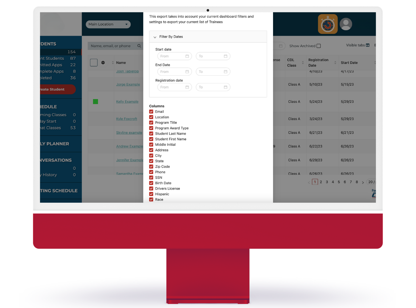 a computer monitor with a picture of a CDL training screen that allows for CDL Training Audits