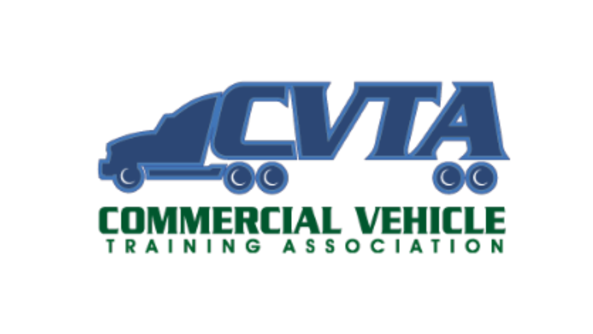 Blue CVTA logo with truck outline, green text: Commercial Vehicle Training Association.