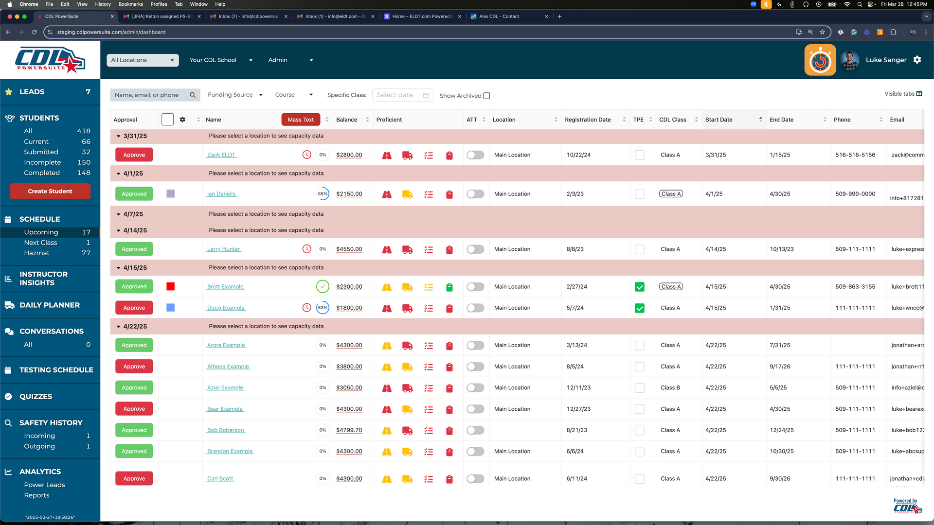 A computer screen shows a dashboard with a lot of rows and columns