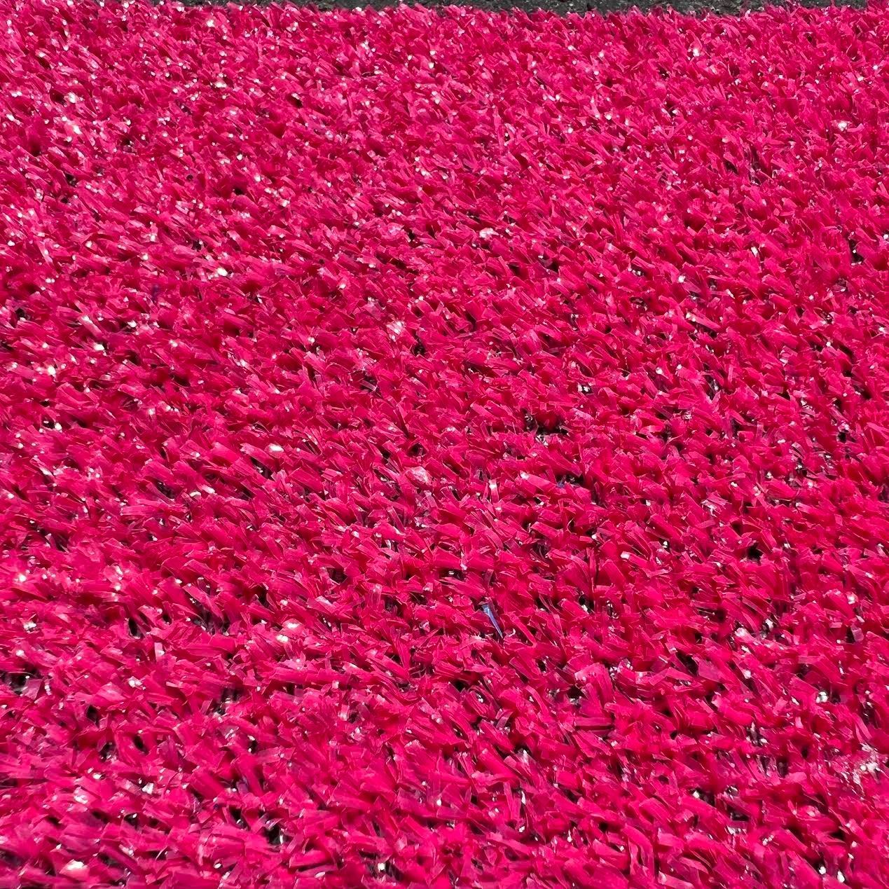Las Vegas Event Flooring artificial turf samples showing the Show Turf selection in the pink color.