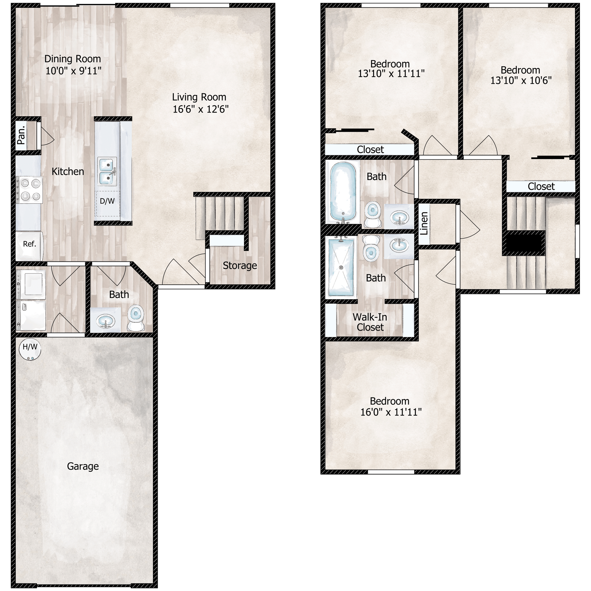 Floor Plan: 1 Bed · 1 Bath