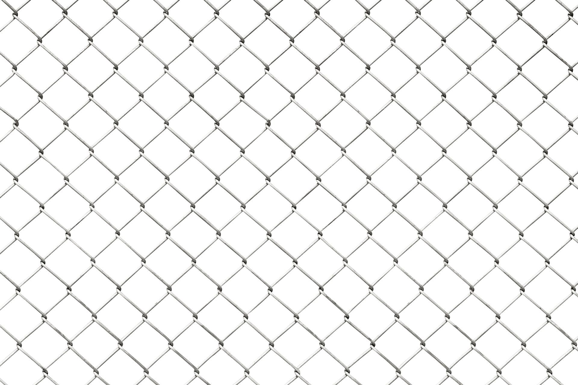 Chain-link fence against a white background.