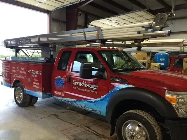 Red Drilling Truck — Nixa, MO — Hewitt-Well Drilling & Pump Service
