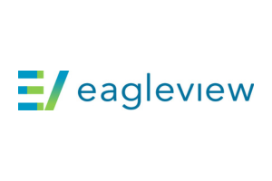 The eagleview logo is blue and green on a white background