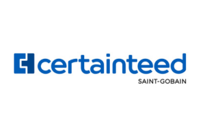 A blue and white logo for certainteed saint-gobain
