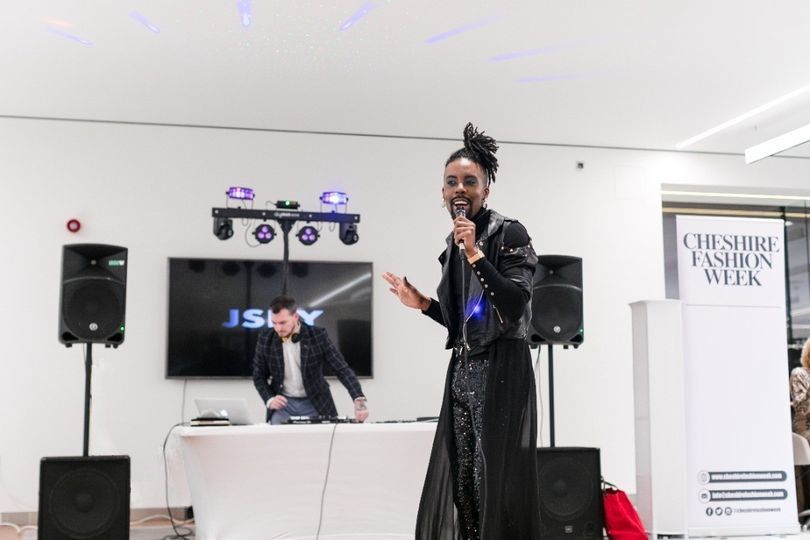 SpectrumDJ performs with other singers & dancers for Cheshire Fashion Week at Inchcape JLR