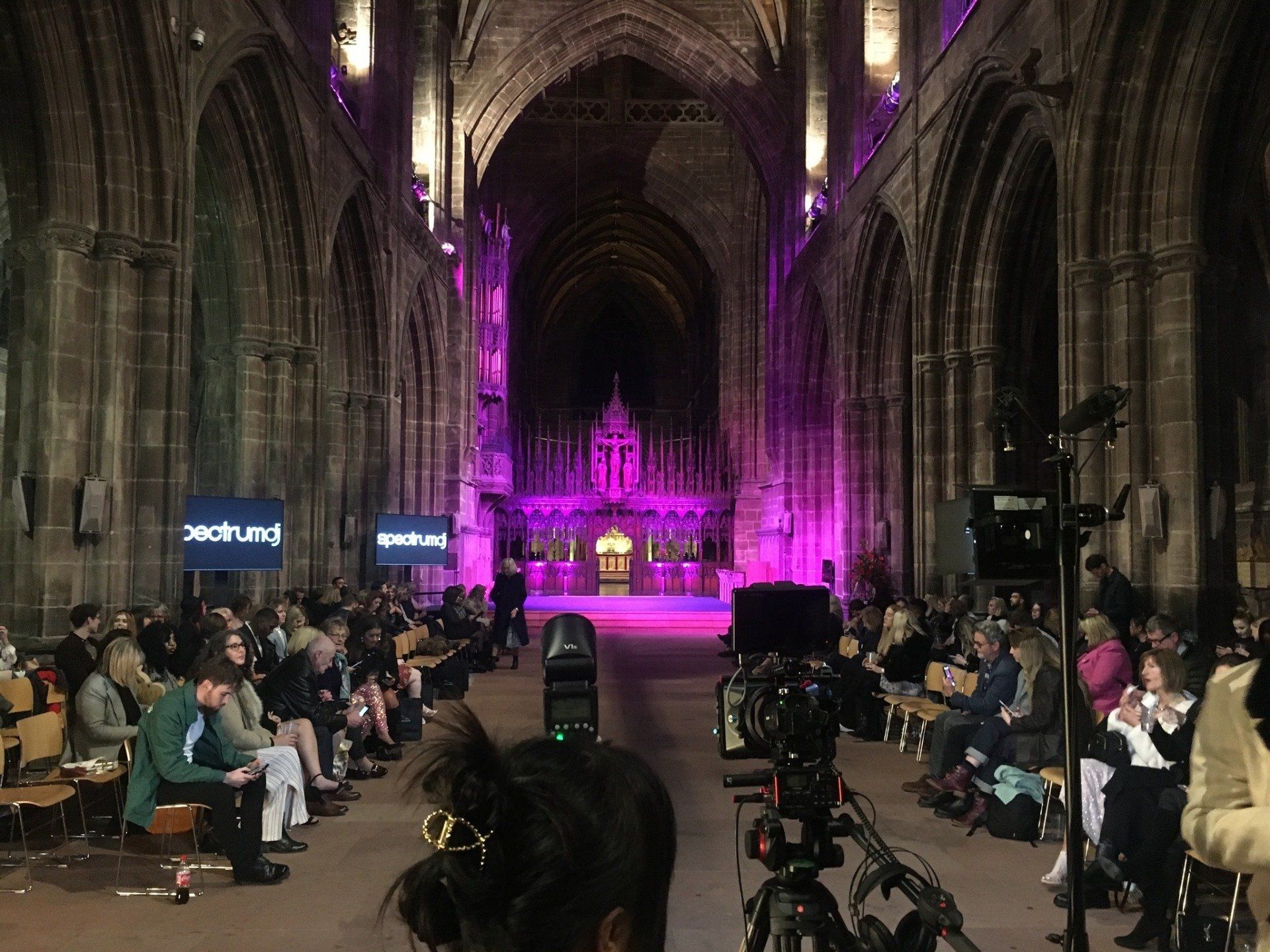 SpectrumDJ hosting the catwalk for Cheshire Fashion Week in Chester Cathedral