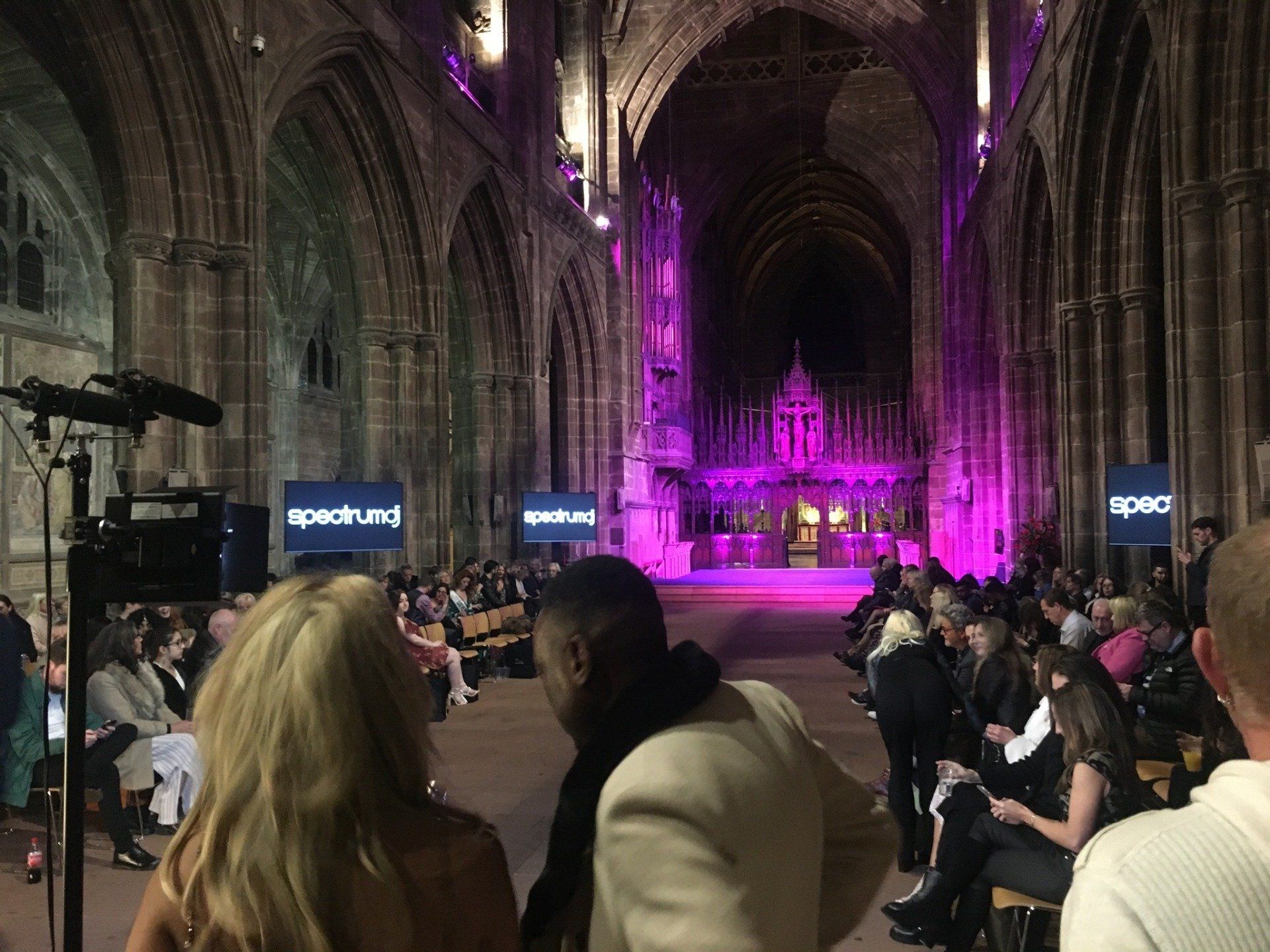 SpectrumDJ hosting the catwalk for Cheshire Fashion Week in Chester Cathedral