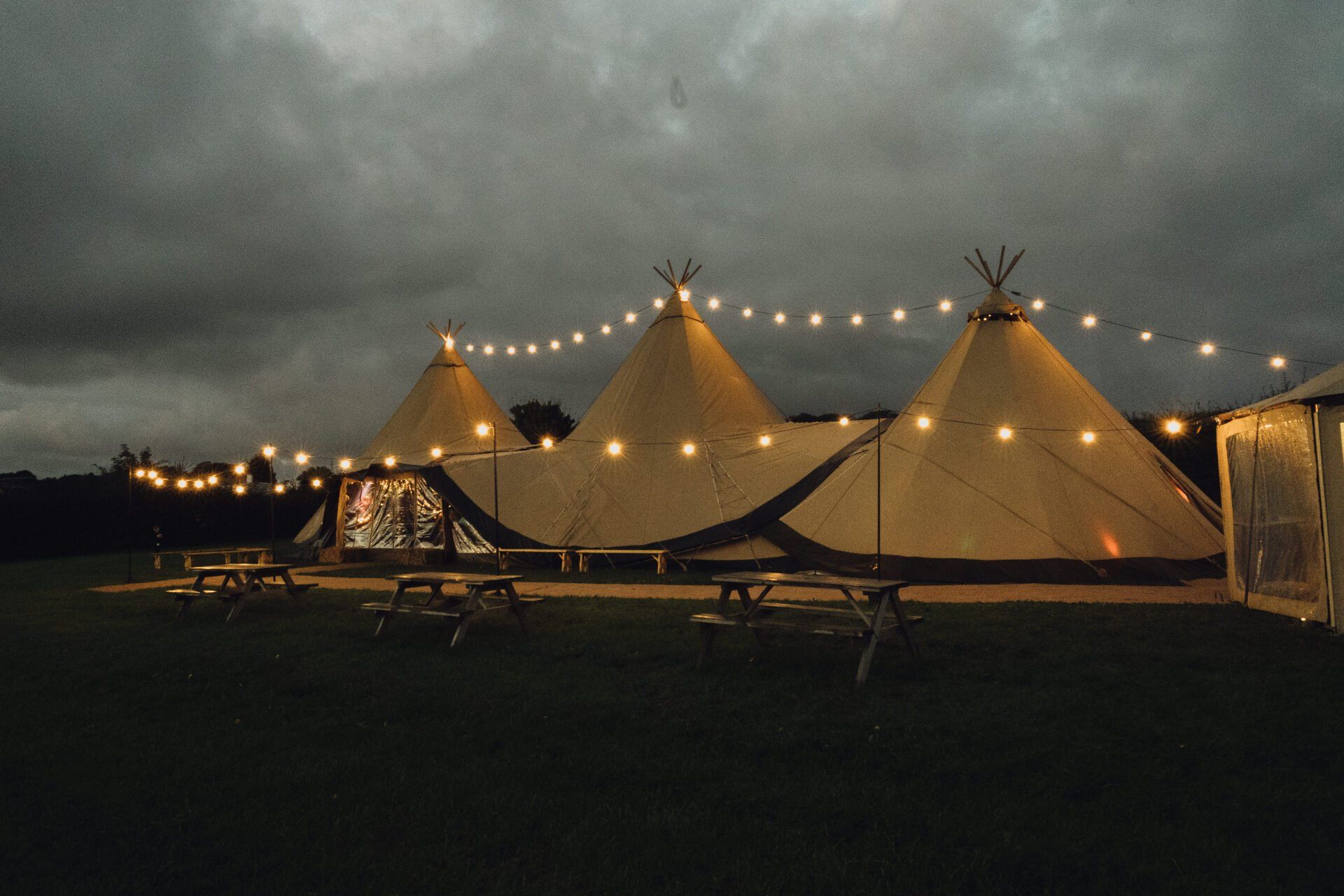 Our venue for the night, Spectrum DJing in Tipi Unique at Church Farm Wirral