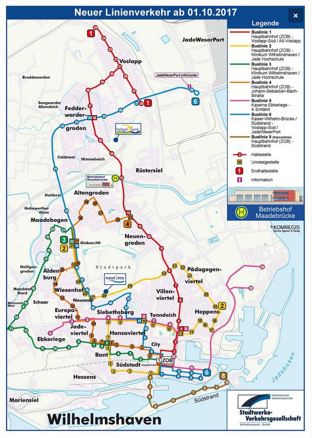 Liniennetz der Stadtwerke Wilhelmshaven